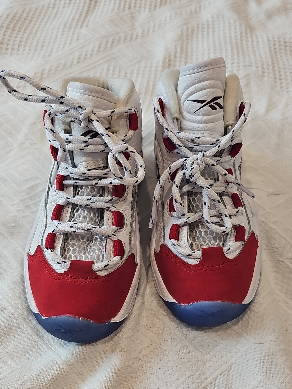 Reebok Kids White, Red and Blue High-Top Sneakers